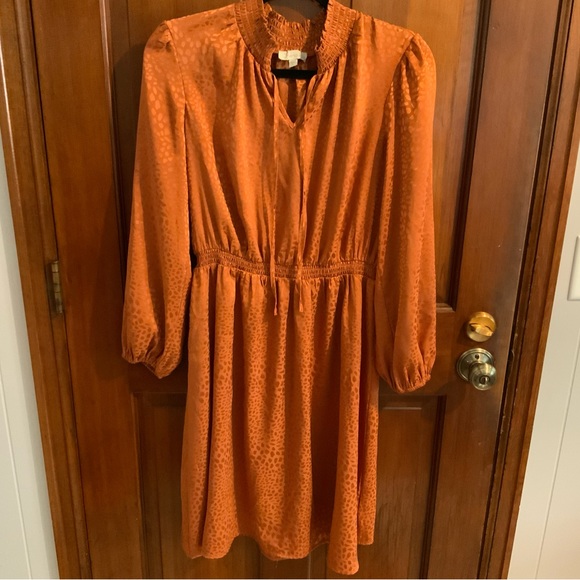 Burnt Orange Satin Dress - Size Large - Picture 1 of 2